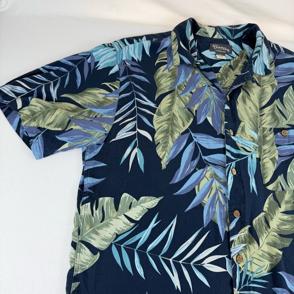 St Johns Bay Shirt Mens XL Blue/Green  Silk Hawaiian Floral Button Up‎ Casual - Picture 5 of 12